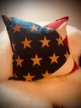 Old Glory Waxed Canvas and Leather Pillow