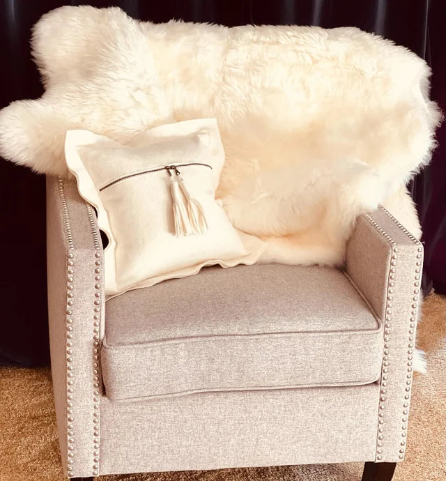 White Wool Tassel Throw Pillow