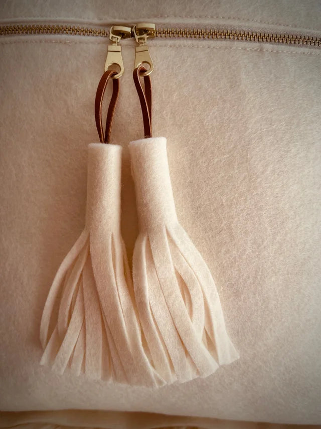 White Wool Tassel Throw Pillow