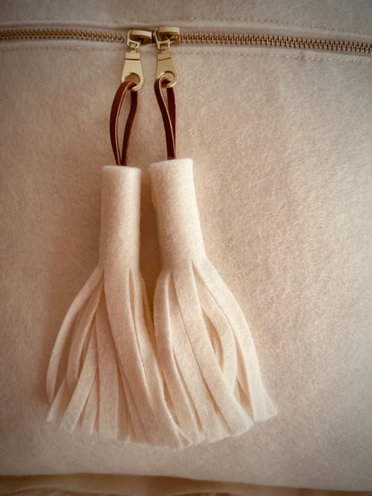 White Wool Tassel Throw Pillow