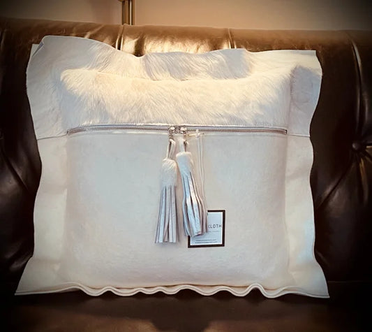 Hair on Hide & Wool Zipper Throw Pillow